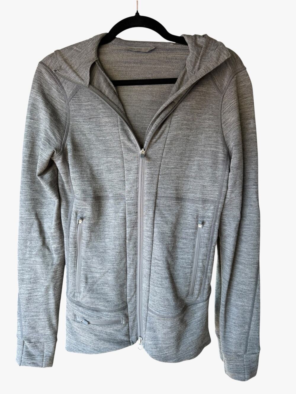 Icebreaker Merino Wool Hooded Full Zip Jacket Women’s Small Gray Gorpcore Hiking